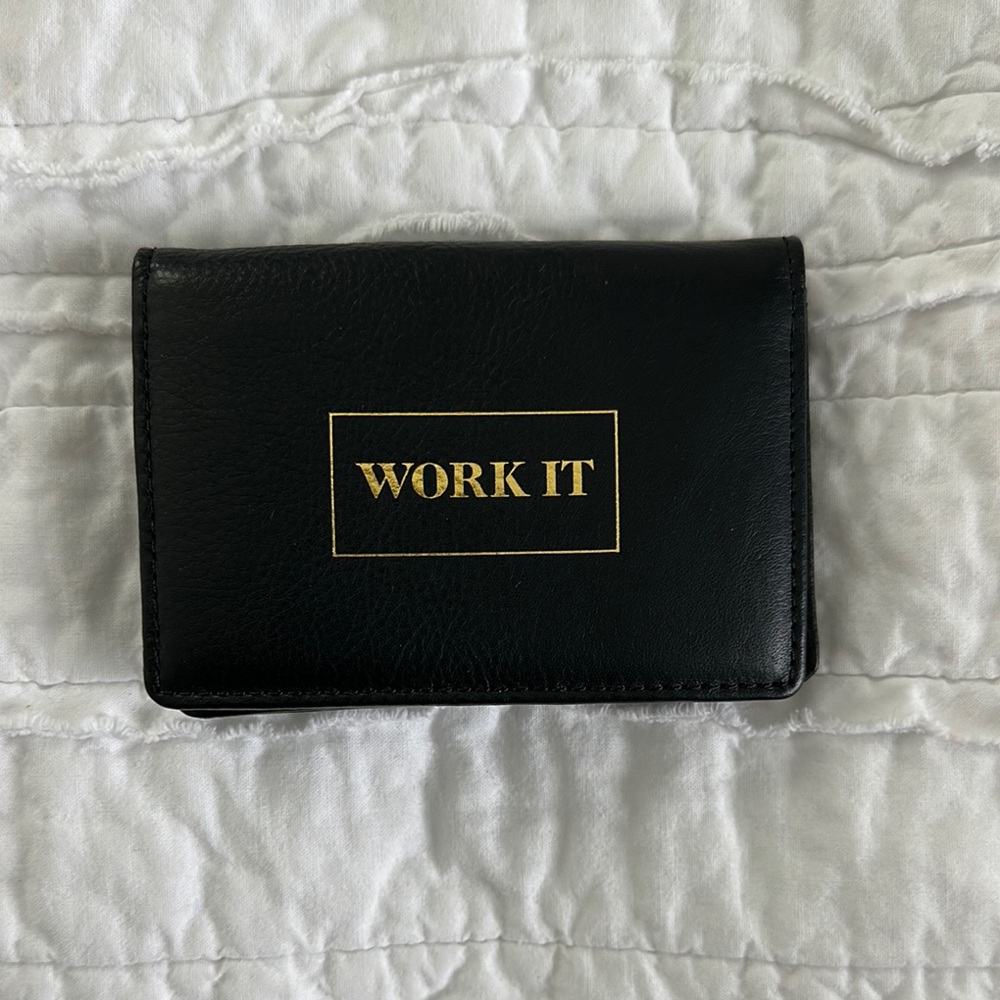 Black and Gold Wallet / Business Card Holder with Minimalist Design - WORK IT